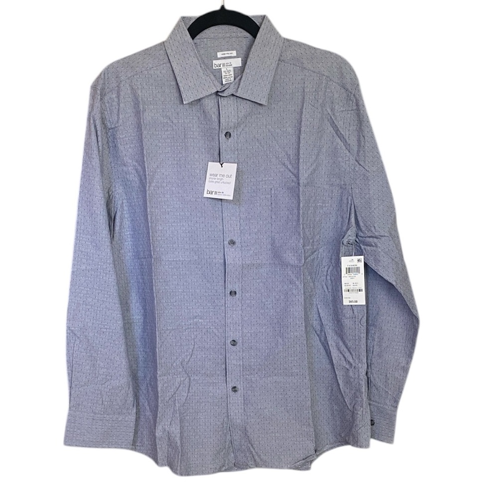 Bar lll Slim Fit Stretch Long Sleeve Grey Dress Shirt L